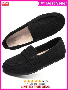 Women's Knit Penny Loafers Slip-On Flats Comfort Work Business Casual Shoes
